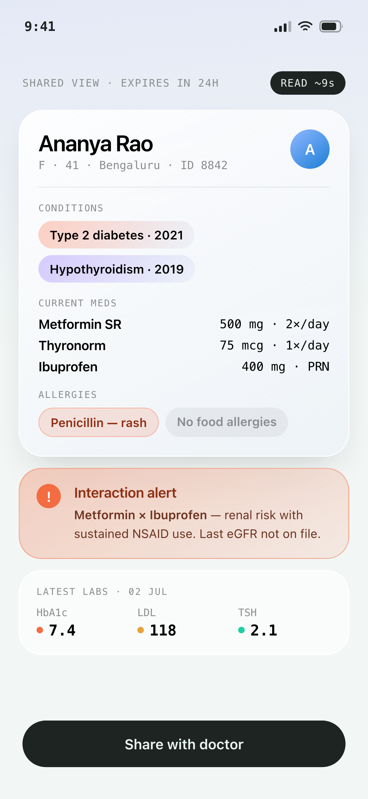 Informd shared doctor briefing that expires in 24 hours